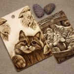Разделочные доски из дерева с рисунком кошек и котят